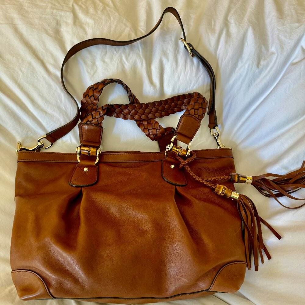 GUCCI brown leather handbag